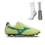 Chuteira de Campo Mizuno Morelia Classic Md + Meia Antiderrapante - Adulto VERDE