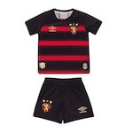 Kit Uniforme de Futebol do Sport Clube Recife Sport Of. 1 2020 Umbro - Infantil PRETO/VERMELHO