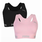 Kit de Top Fitness Puma Esportivo sem Costura - Feminino - 2 unidades PRETO/ROSA