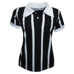 Camisa Bicolor Liga Retro 3 Botão - Feminina BRANCO/PRETO