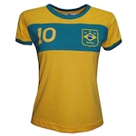 Camiseta do Brasil Faixa Feminina - Liga Retro AMARELO