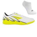 Kit Chuteira Futsal Penalty Lider Y-5 e Meia - Adulto BRANCO/AMARELO