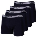 Kit de Cuecas Boxer Cotton Speedo com 4 Unidades - Adulto Preto/Preto