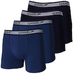 Kit de Cuecas Boxer Cotton Speedo com 4 Unidades - Adulto PRETO/AZUL