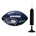 Kit Bola de Futebol Americano Wilson Nfl Seatle Seahawks + Bomba de Ar AZUL ESC/PRETO