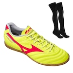 Chuteira Futsal Mizuno Morelia Club + Par de Meião - Adulto AMARELO