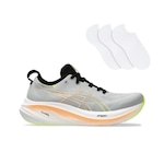 Kit Tênis Asics Gel-Nimbus 26 + 3 Pares de Meias - Masculino CINZA/LARANJA