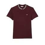 Camisa Lacoste Piqué Gola Jacquard e Logotipo VINHO