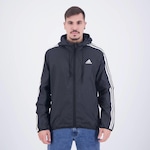 Jaqueta com Capuz adidas Corta Vento 3 Stripes - PRETO