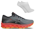 Tênis Mizuno Wave Sky 7 + Par de Meia - Masculino CINZA/LARANJA