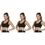 Kit Tops Canelados Selene sem Costura com 3 Unidades - Feminino PRETO