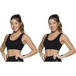 Kit Tops Canelados Selene sem Costura com 2 Unidades - Feminino PRETO