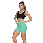 Kit Top Canelado Selene + Shorts sem Costura - Feminino PRETO/VERDE