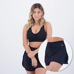 Conjunto selene Top Fitness com Bojo sem Costura + Shorts Saia - Feminino PRETO