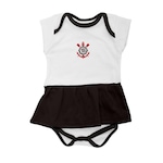 Body Vestido do Corinthians Torcida Baby Oficial - Infantil BRANCO/PRETO