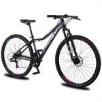 Bicicleta Aro 29 KRW em Alumínio 24 Velocidades Freio à Disco Suspensão Dianteira Mountain Bike Kr1 PRETO/ROSA