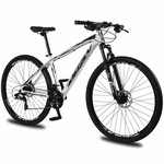 Bicicleta Aro 29 KRW em Alumínio 24 Velocidades Freio Hidráulico Suspensão Dianteira Mountain Bike Kr2 BRANCO/PRETO