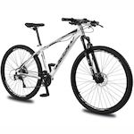 Bicicleta Aro 29 Krw Alumínio 27 Vel Shimano Acera Freio Hidráulico Suspensão C/ Trava de Ombro Kr10 BRANCO/PRETO