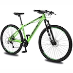 Bicicleta Aro 29 Krw Alumínio 27 Vel Shimano Acera Freio Hidráulico Suspensão C/ Trava de Ombro Kr10 VERDE/PRETO