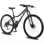 Bicicleta Aro 29 Krw Alumínio 27 Vel Shimano Acera Freio Hidráulico Suspensão C/ Trava de Ombro Kr10 PRETO/ROSA