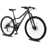 Bicicleta aro 29 Krw Alumínio - Shimano Tz 24 Velocidades - Freio Hidráulico - Suspensão Mountain Bike Kr8 - Adulto PRETO/ROSA