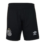 Calção Umbro Santos Oficial 2 2024 - Masculino PRETO/OURO