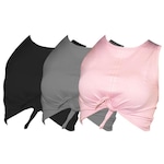 Kit Blusa Cropped Everlast Flores - 3 Unidades - Feminino ROSA/CINZA