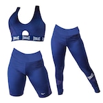 Kit Top Everlast Treino Memories + Short + Calça Everlast - Feminino AZUL ESC/AZUL