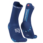 Meia Cano Alto Compressport Racing Socks V4 Run Highcut - Adulto AZUL