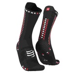 Meia Cano Alto Compressport Racing Socks V4 Bike Highcut - Adulto PRETO/VERMELHO