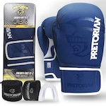 Kit Luvas de Boxe e Muay Thai Pretorian Fx2 + Bandagem + Bucal AZUL/BRANCO