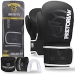 Kit Luvas de Boxe e Muay Thai Pretorian Fx2 + Bandagem + Bucal PRETO/PRATA