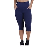 Calça Corsário Orbis Fitness com Bolso Suplex Poliamida Alta Compressão - Feminina Azul Esc Mescla