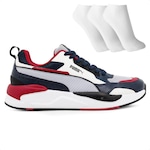 Kit Tênis Puma X-Ray 2 Game Square Bdp + 3 Pares de Meias - Masculino AZUL ESC/VERMELHO