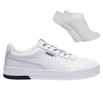 Kit Tênis Puma Carina Logomania + Meia - Feminino BRANCO/PRETO