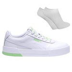 Kit Tênis Puma Carina Logomania + Meia - Feminino BRANCO/VERDE