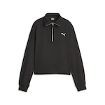 Blusão de Moletom Puma Her High-Neck Half-Zip - Feminino PRETO