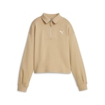 Blusão de Moletom Puma Her High-Neck Half-Zip - Feminino BEGE