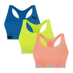 Kit Top Fitness Puma Nadador sem Costura - 3 Unidades - Feminino VERDE/AZUL ESC