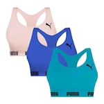 Kit Top Fitness Puma Nadador sem Costura - 3 Unidades - Feminino VERDE