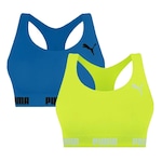 Kit Top Fitness Puma Nadador sem Costura - 2 Unidades - Feminino VERDE/AZUL ESC