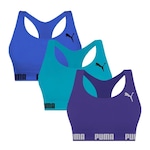 Kit Top Fitness Puma Nadador sem Costura - 3 Unidades - Feminino ROXO/AZUL