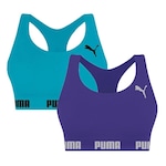 Kit Top Fitness Puma Nadador sem Costura - 2 Unidades - Feminino ROXO/AZUL