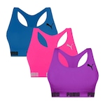 Kit Top Fitness Puma Nadador sem Costura - 3 Unidades - Feminino ROSA/ROXO