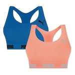 Kit Top Fitness Puma Nadador sem Costura - 2 Unidades - Feminino ROSA/AZUL ESC