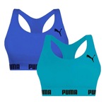 Kit Top Fitness Puma Nadador sem Costura - 2 Unidades - Feminino AZUL