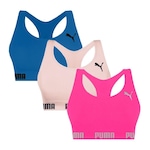 Kit Top Fitness Puma Nadador sem Costura - 3 Unidades - Feminino ROSA