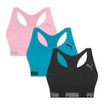 Kit Top Fitness Puma Nadador sem Costura - 3 Unidades - Feminino PRETO