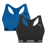 Kit Top Fitness Puma Nadador sem Costura - 2 Unidades - Feminino PRETO/AZUL ESC