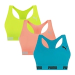 Kit Top Fitness Puma Nadador sem Costura - 3 Unidades - Feminino ROSA/AZUL